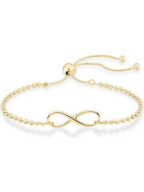 925 Sterling Silver & Gold Plated Infinity Bolo Bracelet for Women - Adjustable